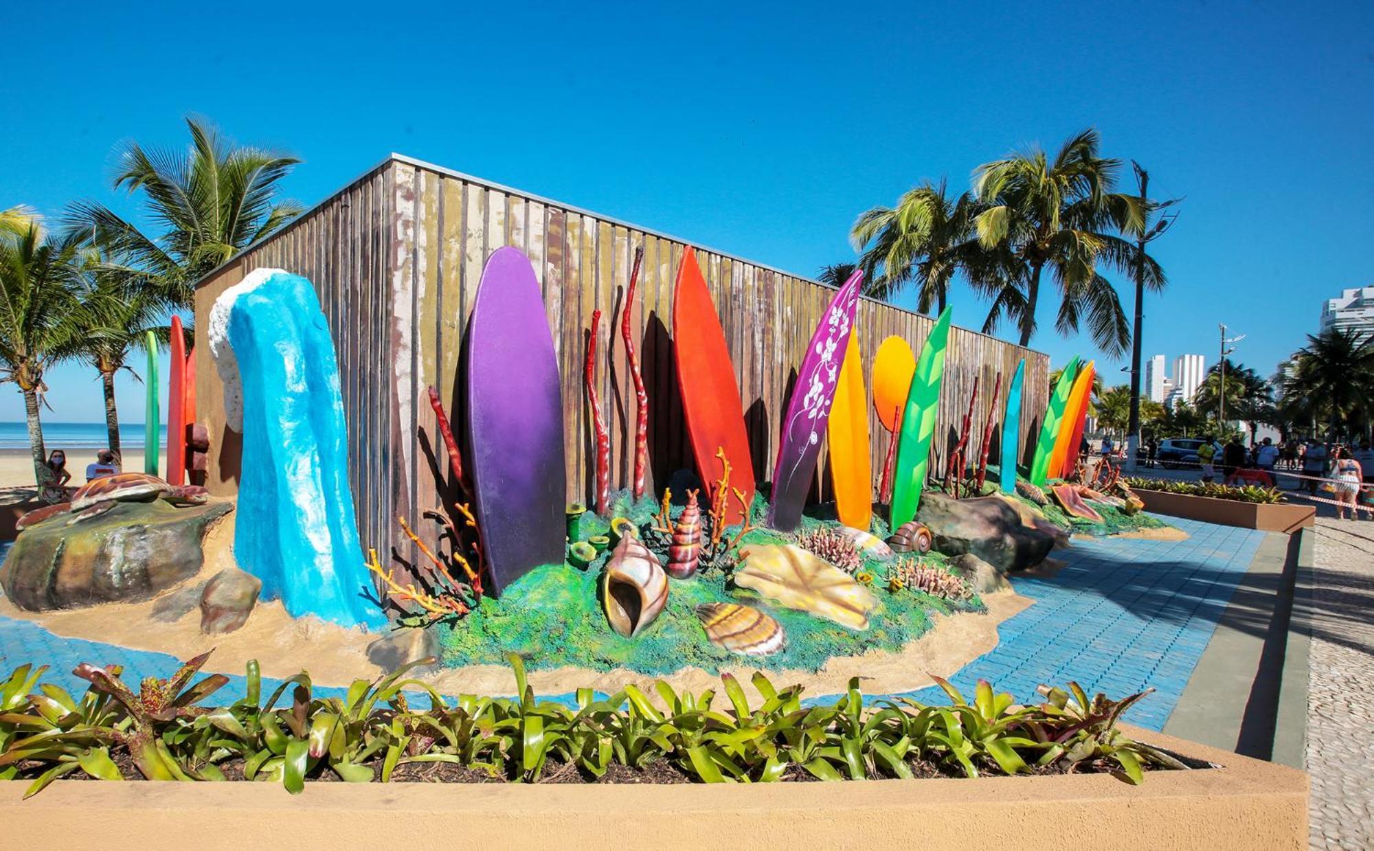 プライア・グランデLindo Apto 300M Praia Da Ocian E Centro - Vista Mar- Varanda Sacada - Wi-Fi 300 Mbps - Vaga De Garagem - Acomoda Ate 6 Pessoasアパートメント エクステリア 写真